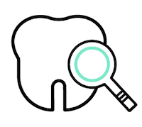 dental inspection icon tooth with microscope , services page